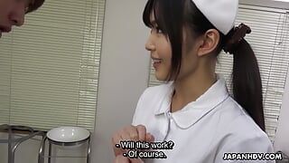 A Japanese nurse Shino Aoi blows a patient’s dick in the doctor’s office uncensored.