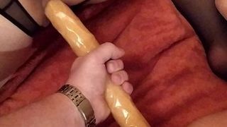 Double dildo, 2 girls, 2 orgasms